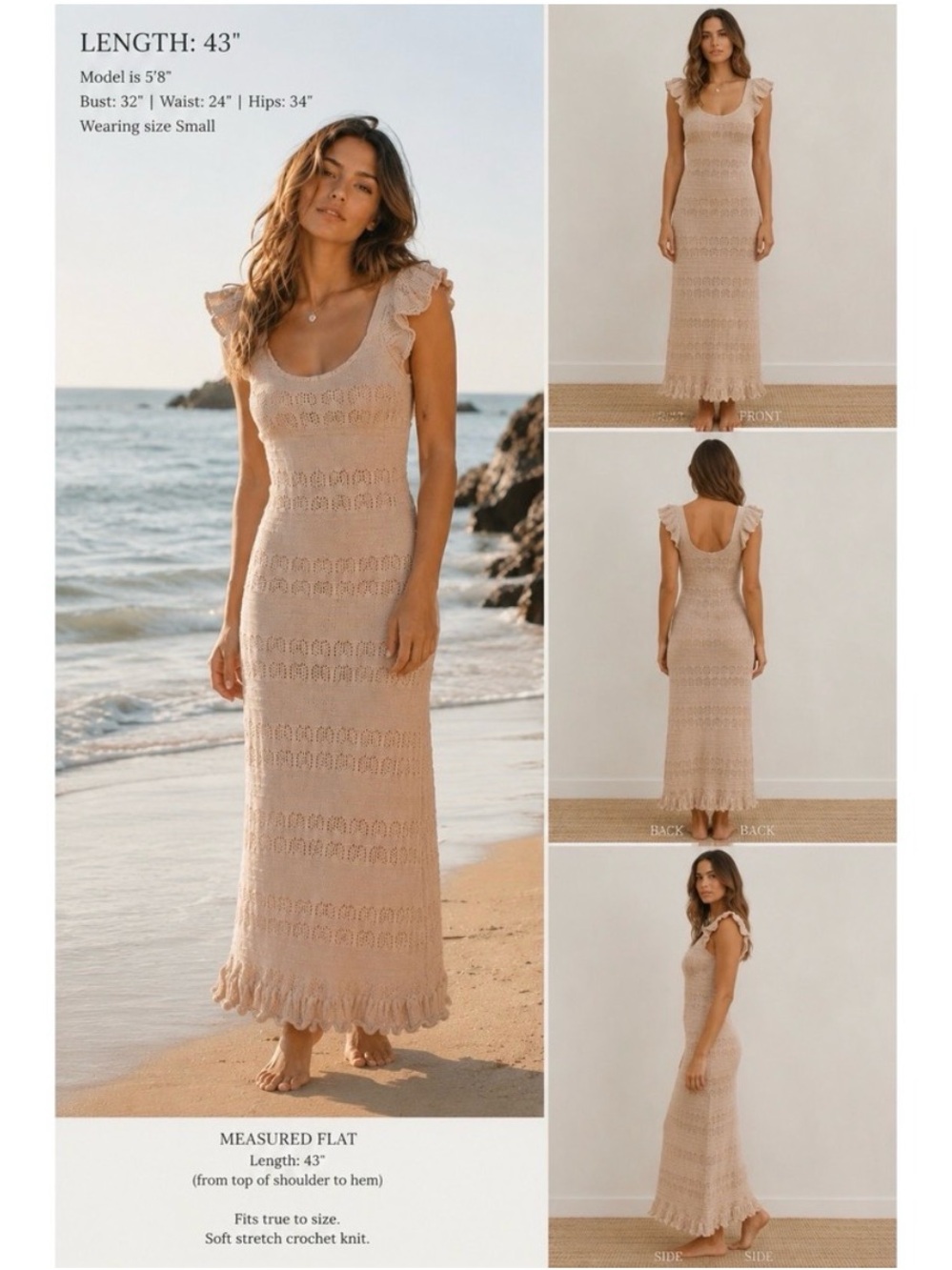 Freshman 1996 Crochet Knit Midi Dress